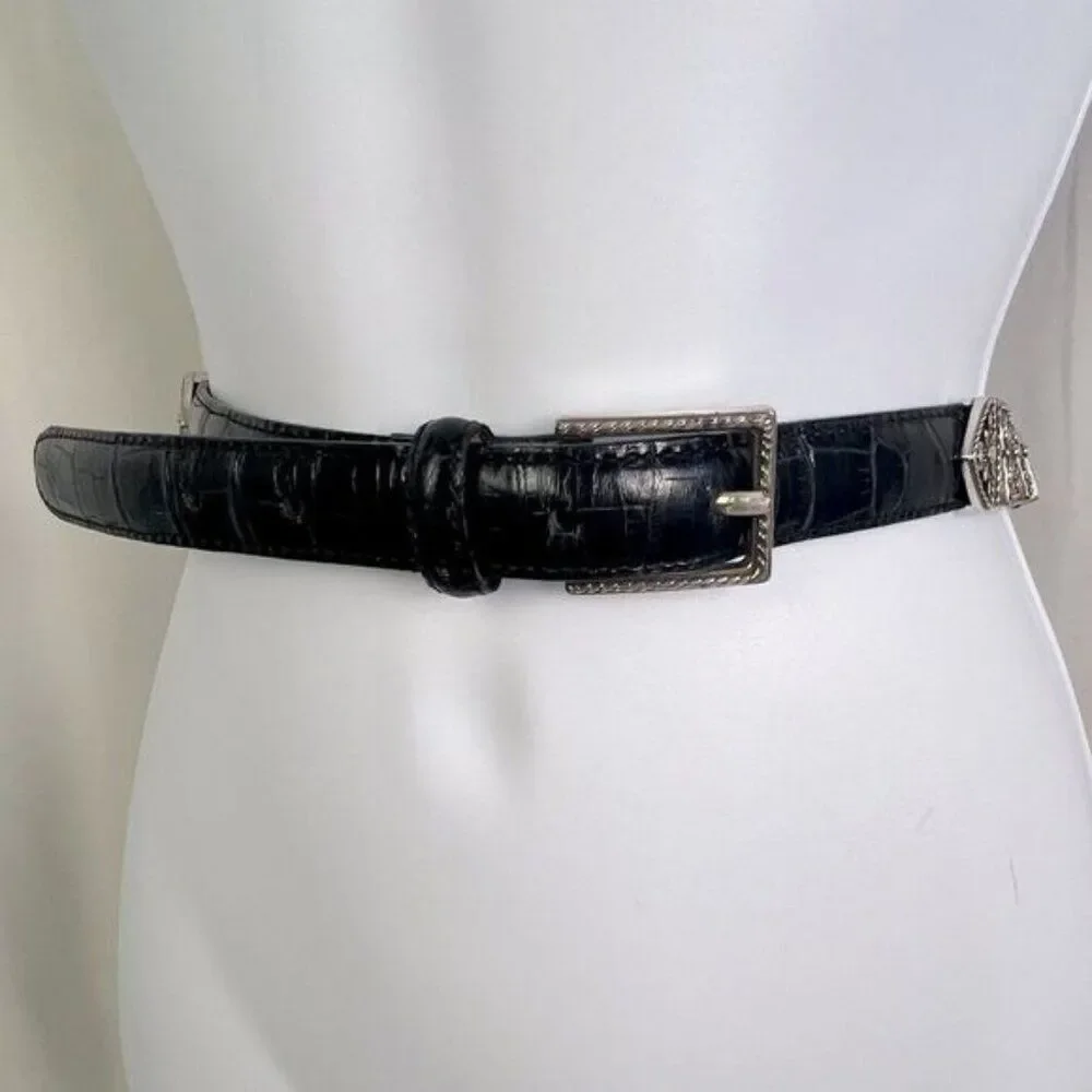 BRIGHTON WOMENS BLACK LEATHER BELT SIZE L
